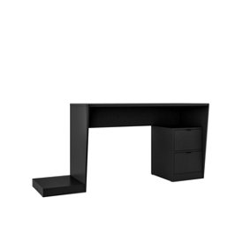 OUT & OUT Black Gamer Desk with Storage Cabinet- Breathable Design 173cm