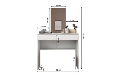 OUT & OUT Blake Dressing Table- Vanity Unit- Mirror included- 140cm