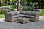 OUT & OUT Chesterton Outdoor Lounge Set- 5 Seats-  Removable Cushions Garden Rattan- Natural/ Grey