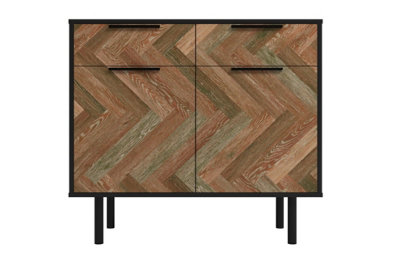 OUT & OUT Dallas Grey Parquet Sideboard L.90 x D.38 x H.80.5cm