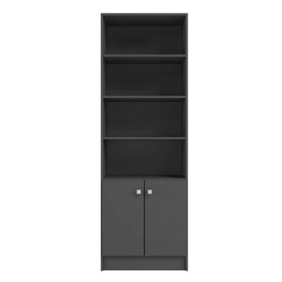 OUT & OUT Ember Bookcase with 2 Doors Black DIY at B&Q