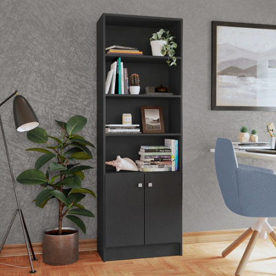OUT & OUT Ember Bookcase with 2 Doors- Black