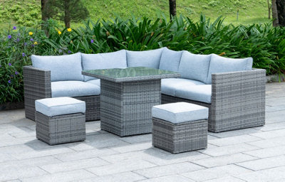 OUT & OUT Lima Outdoor Rattan Corner Lounge Set with high table - 7 Seats