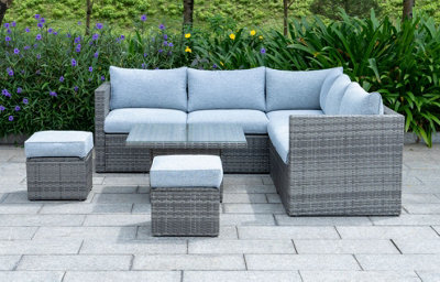 OUT & OUT Lima Outdoor Rattan Corner Lounge Set with low table - 7 Seats