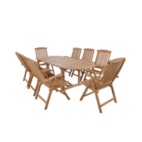 OUT & OUT Olive 8 Seater Outdoor Dining Set with Folding Chairs
