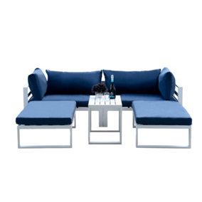 OUT & OUT Santorini Lounge Set with Side Cushions in Blue