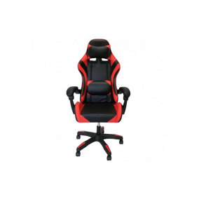 OUT & OUT Speedy Gaming Chair Faux Leather Lumbar Support- Red