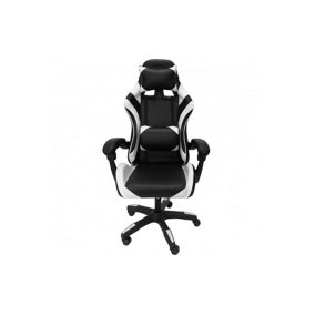 OUT & OUT Speedy Gaming Chair Faux Leather Lumbar Support - White