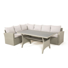 OUT & OUT Stockholm Outdoor Lounge Set- 5 Seats Removable Cushions Garden Rattan- Grey