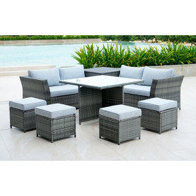 OUT & OUT Tarina Outdoor Rattan Corner Lounge Set with Cushion Box - 8 Seats