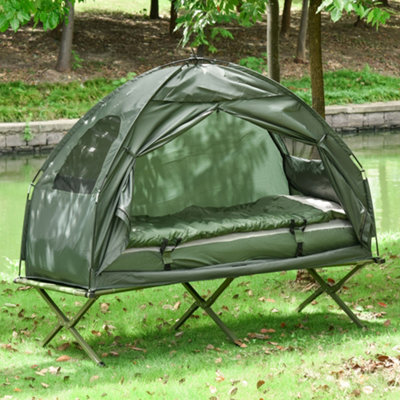 Outdoor 1 Person Folding Dome Tent Hiking Camping Bed Cot W Sleeping Bag New