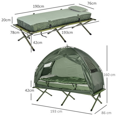 Outdoor 1 Person Folding Dome Tent Hiking Camping Bed Cot W/ Sleeping Bag New - 3