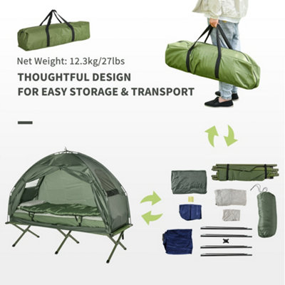 Outdoor 1 Person Folding Dome Tent Hiking Camping Bed Cot W/ Sleeping Bag New - 5