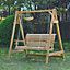 Outdoor 2 Seater Larch Wood Wooden Garden Swing Chair Seat Hammock Bench Lounger