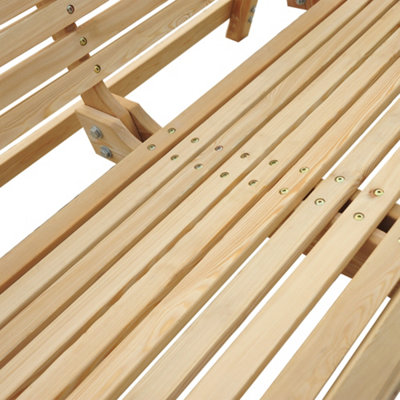 Outdoor 2 Seater Larch Wood Wooden Garden Swing Chair Seat Hammock Bench Lounger - 9