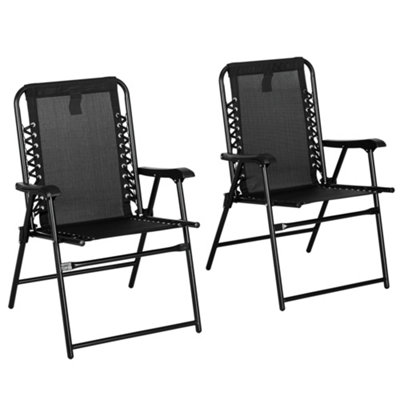 Outdoor 2Pcs Patio Folding Chair Portable Loungers for Camping Lawn Black