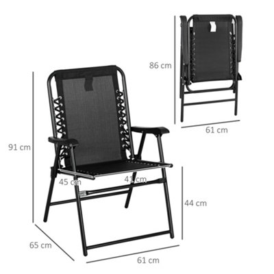 Outdoor 2Pcs Patio Folding Chair Portable Loungers for Camping Lawn Black - 3