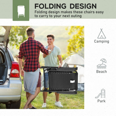 Outdoor 2Pcs Patio Folding Chair Portable Loungers for Camping Lawn Black - 5