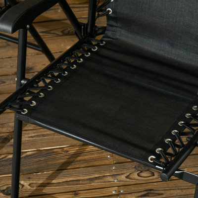 Outdoor 2Pcs Patio Folding Chair Portable Loungers for Camping Lawn Black - 9
