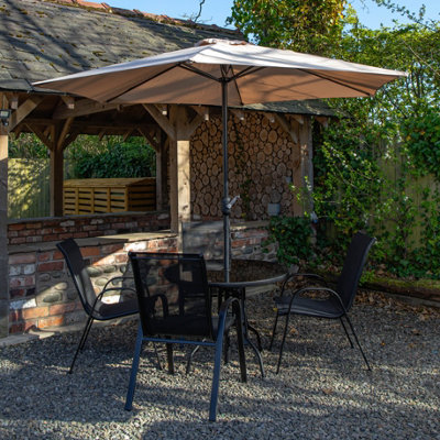 Outdoor 4 Person Round Glass Top Garden Patio Dining Table Chairs With ...