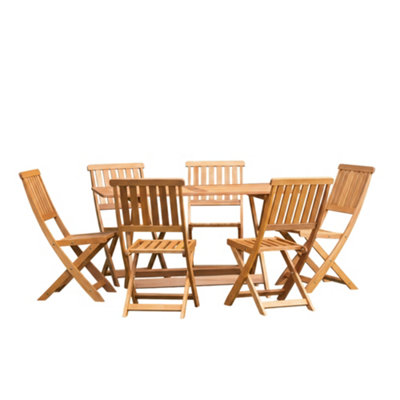 Outdoor 6 Person Folding Rectangular Wooden Garden Patio Dining Table ...