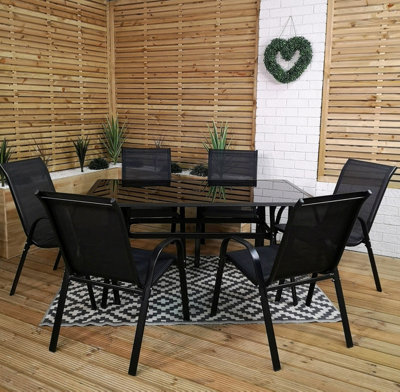 Wicker Patio Table with Glass deals Table Top, Create the Patio, Black