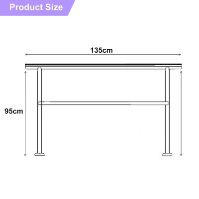 Outdoor Adjustable Black Steel Handrail 1-4 Steps Garden Stairs Safety Grab Rail - 4