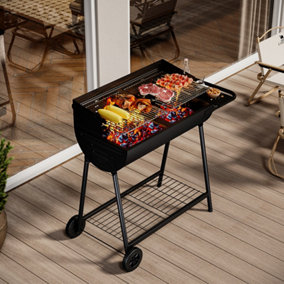 Outdoor  Barbecue Charcoal Portable BBQ Grill Garden Camping Black Charcoal Grill with Wheels