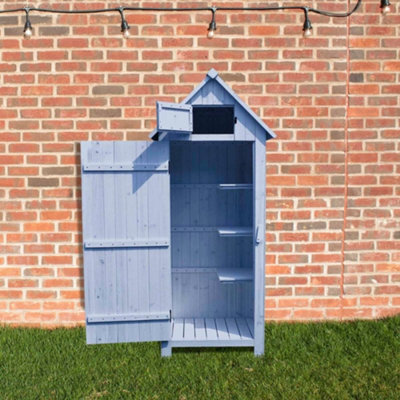 Outdoor Bideford Garden Wooden Storage Cabinet Tool Shed - Blue