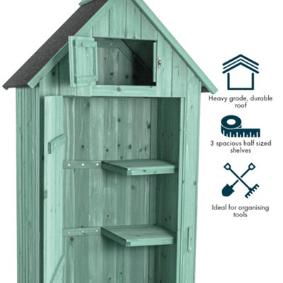 Outdoor Bideford Garden Wooden Storage Cabinet Tool Shed - Green