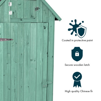 Outdoor Bideford Garden Wooden Storage Cabinet Tool Shed - Green