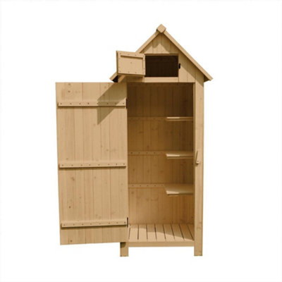 Outdoor Bideford Garden Wooden Storage Cabinet Tool Shed - Natural