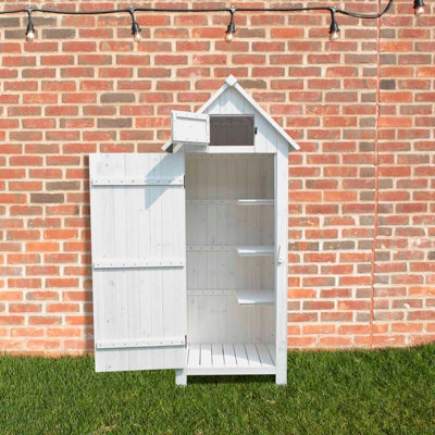 Outdoor Bideford Garden Wooden Storage Cabinet Tool Shed - White