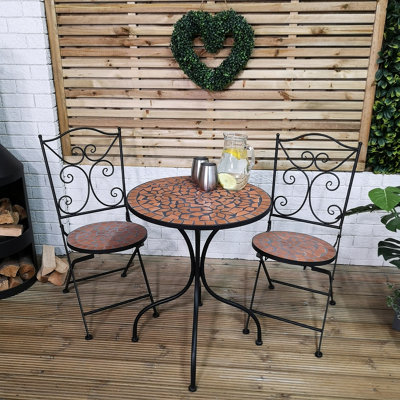 Outdoor Bistro Table and 2 Chairs Set Ceramic Design for Garden Patio Balcony DIY at B Q