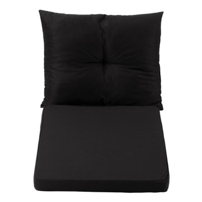 Outdoor Black 2Pcs Garden Sofa Cushion Backrest Set Garden Polyester Dining Chair Cushion Seat Pads for Outdoors