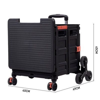 Outdoor Black Collapsible Rolling Crate with Magnetic Lid and ...