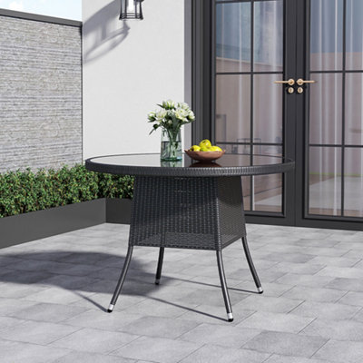 Outdoor Black Garden Metal Frame Waterproof Portable Picnic Coffee table Camping table with Parasol Hole