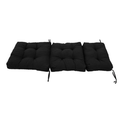 Outdoor Black Garden Sofa Cushion Chair Lounger Cushions Patio Seat Pads for Outdoors With Ties