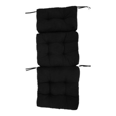 Outdoor Black Garden Sofa Cushion Chair Lounger Cushions Patio Seat Pads for Outdoors With Ties