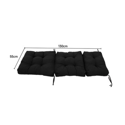 Outdoor Black Garden Sofa Cushion Chair Lounger Cushions Patio Seat Pads for Outdoors With Ties