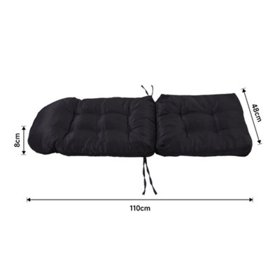 Outdoor Black Garden Waterproof Swing Seating Cushion Sofa Cushion Chair Lounger Cushions Patio Seat Pads