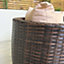 Outdoor Brown Rattan With Cream Cushions Garden Patio Stackable Vase Bistro Chair and Table Set
