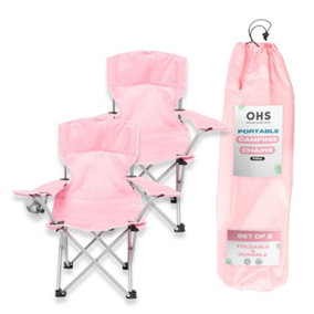 Outdoor Camping Chair 2 x Folding Portable Picnic Garden Seat, Pink - Kids