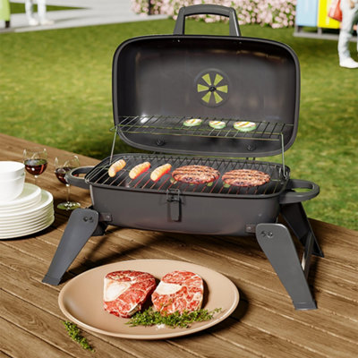 Outsunny Freestanding Charcoal BBQ Grill Portable Cooking Smoker Outdoor  Camp Picnic Barbecue Cooker w/ Wheels and Storage Shelves