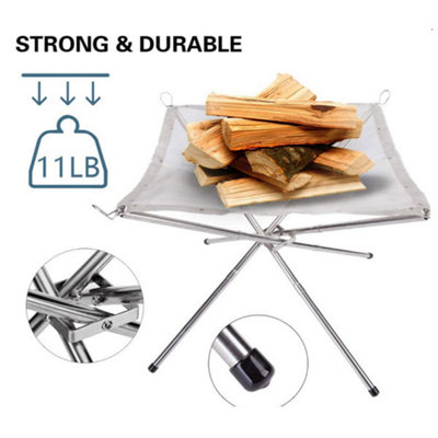 Outdoor camping foldable bonfire rack Convenient 304 stainless steel fire rack - 3
