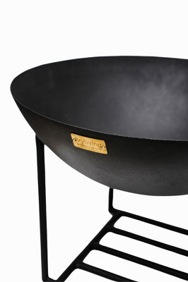 Outdoor Cast Iron Fire Pit on Stand in Black Iron H45Cm W56Cm