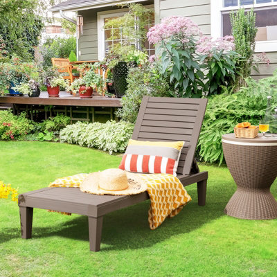 Outdoor Chaise Lounge Chair Lightweight Adjustable Patio Lounge Recliner Chair - 3