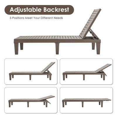 Outdoor Chaise Lounge Chair Lightweight Adjustable Patio Lounge Recliner Chair - 6