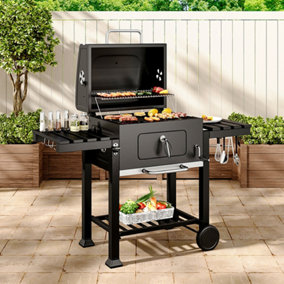 Outdoor Charcoal Portable BBQ Grill Garden Camping Charcoal Grill with Wheels and Side Table 160 cm