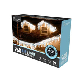 Outdoor Christmas Lights - Blue & White - 960 LED Lights